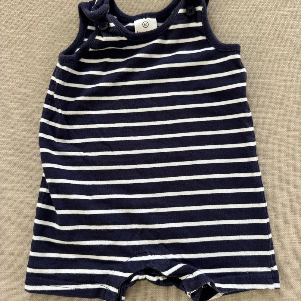 Navy and White Striped Baby Romper
